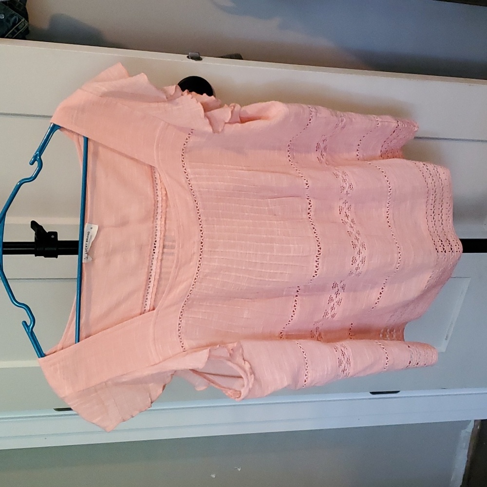 Womens Lucky peach pink top XL
